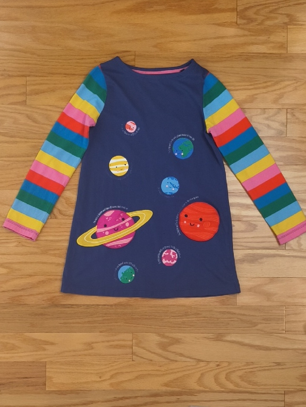 Mini Boden Long Sleeve Applique Planet Pocket Tunic Size 9/10 U
